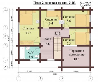 Проект дома ПД-022 План 2-го этажа